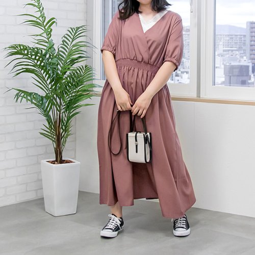 フロントカシュクールロングワンピース クレット 大きいサイズ Clette D Fashion