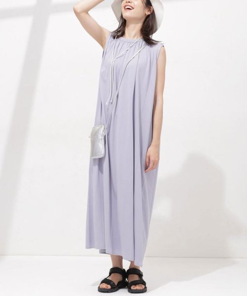 Anti Soaked 汗染み防止 ギャザーワンピース ノースリーブ ナノ ユニバース Nano Universe D Fashion Anti Soaked 汗染み防止 ギャザーワンピース ノースリーブ ナノ ユニバース Nano Universe D Fashion