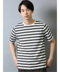 TAKA-Q/接触冷感 吸水速乾 リップルボーダークルーネック半袖Tシャツ/504037910