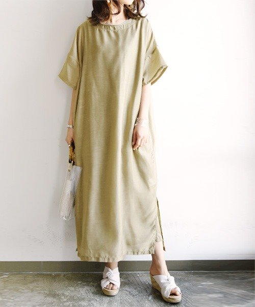 セール ワンピース 春 きれいめ インナー付きシアーワンピース M L レディース ワンピ ロングワンピ 春夏 ブラック 黒 ベージュ ブルーグレー 重ね着 レイヤー アンドイット And It D Fashion
