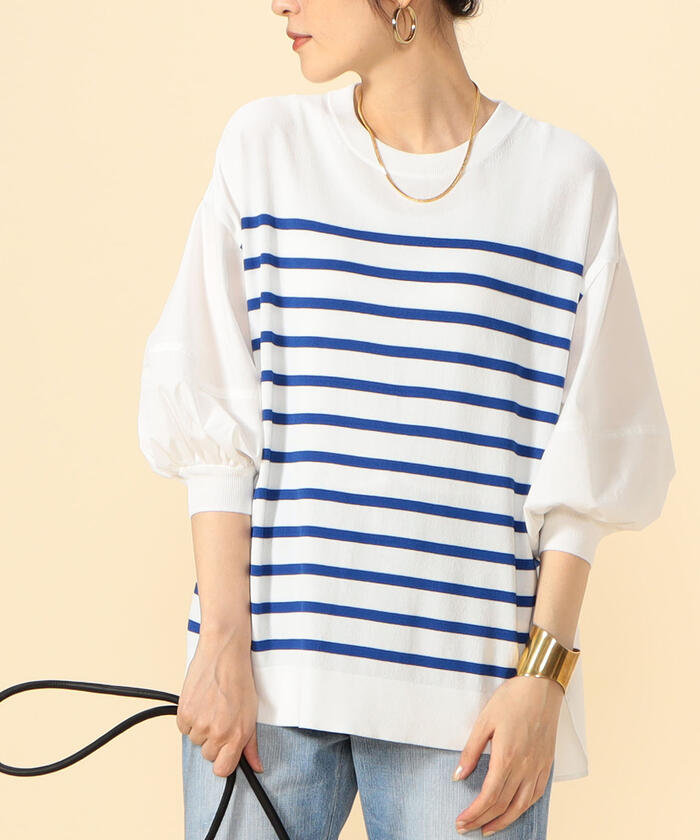 優待価格[TORRAZZO DONNA]ニット×シャツ生地 ハイブリッド