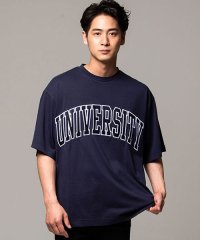 CavariA/CavariA UNIVERSITYロゴ刺繍クルーネック半袖ビッグTシャツ メンズ 半袖 ブランド 大きめ  カレッジ ロゴ 刺繍 ワッペン クルーネック スト/504111738