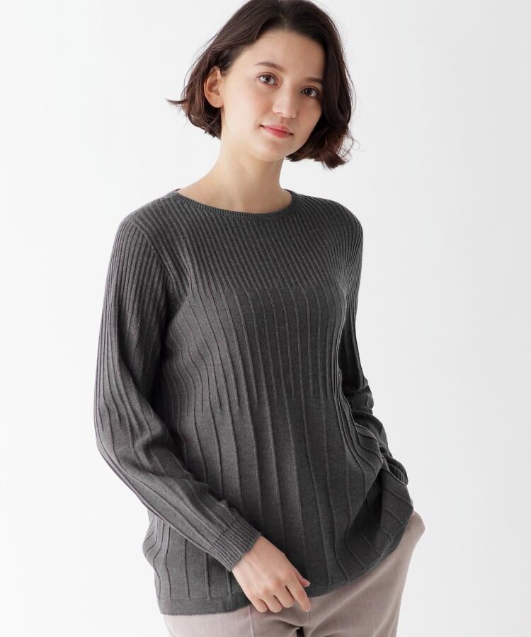 セール 50%OFF】変則リブ編みクルーネックニット(504112257 セール 50%OFF】変則リブ編みクルーネックニット(504112257