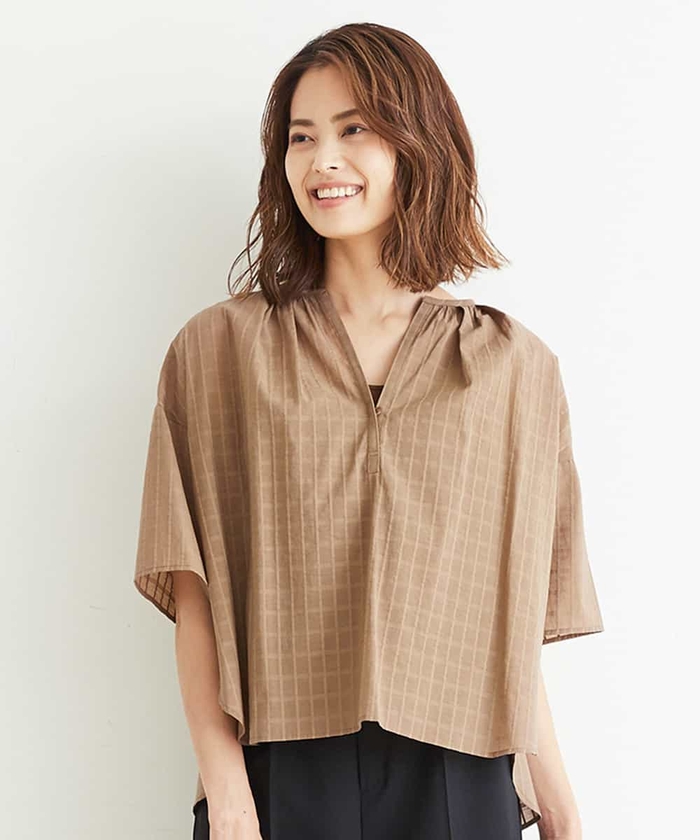 夏セール開催中 MAX80%OFF！ セール】【洗える】シアーチェックブラウス（インナー付き トップス