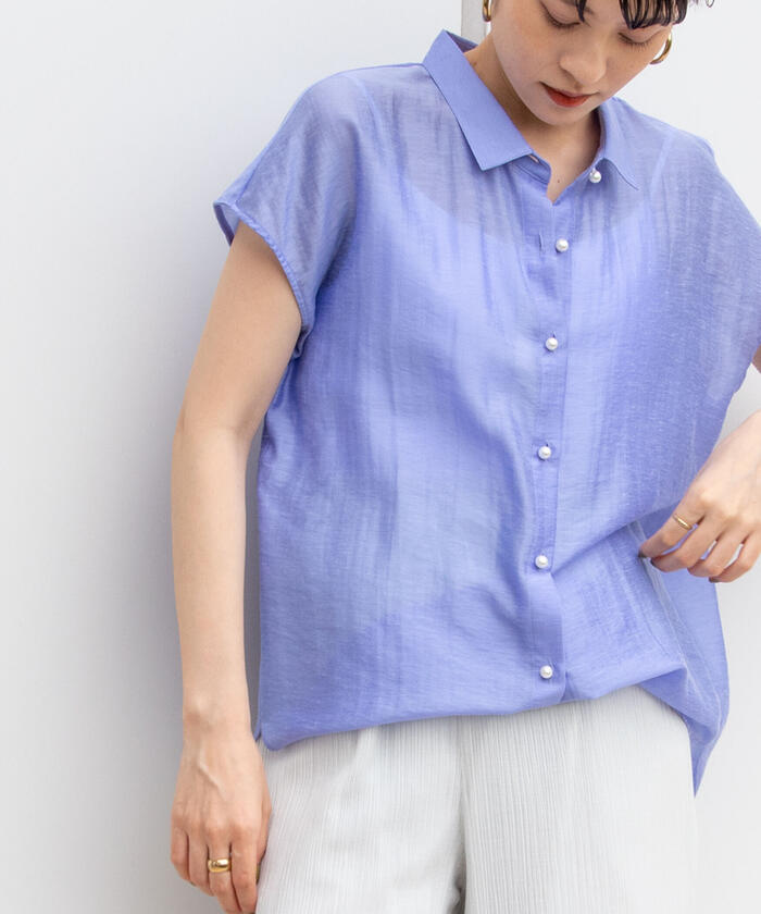 セール 20%OFF】【WEB限定カラーあり】シアースラブ半袖パール釦