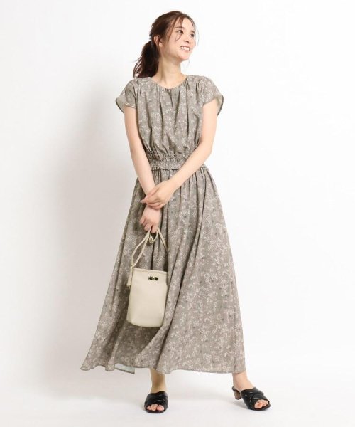 セール S Ll ミュシャプリントギャザーワンピース グローブ Grove D Fashion