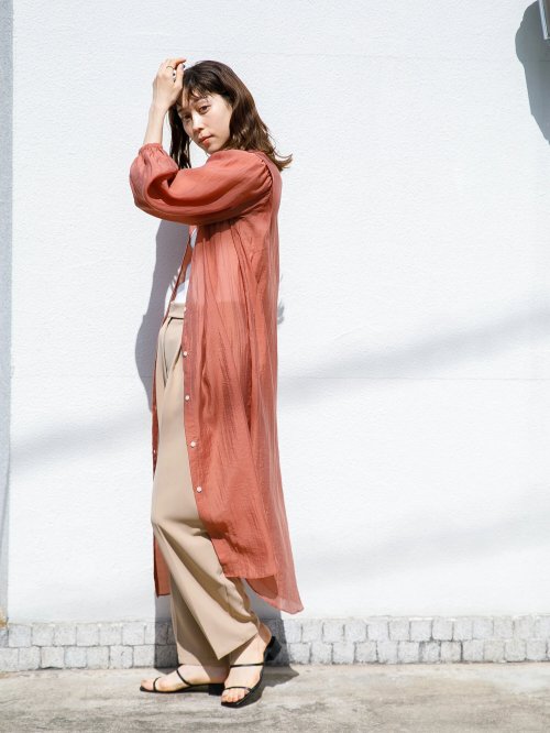 セール 30 Off Web限定 インナー付シアーロングシャツワンピース コエ Koe D Fashion