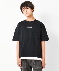 RAT EFFECT/裾レイヤードロゴ刺繍Tシャツ/504130620