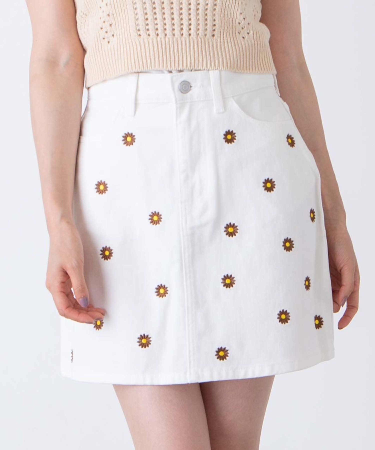 マーガレット刺繍ミニスカート WEGO 上質で快適 ウィゴー 2022春夏新作