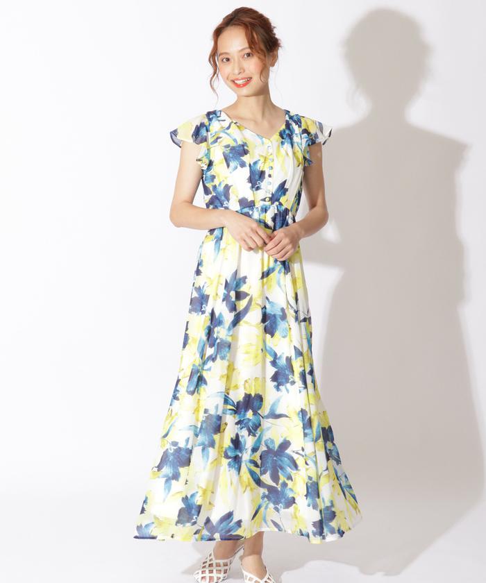 シェードフラワーシフォンワンピース(504131933) | AND COUTURE