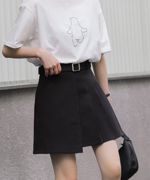 セール10 Off ベルト付きデザインミニスカート 韓国ファッション Aimoha アイモハ Aimoha D Fashion
