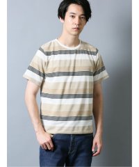 TAKA-Q/接触冷感 吸水速乾 ジャガードボーダークルーネック半袖Tシャツ/504135404