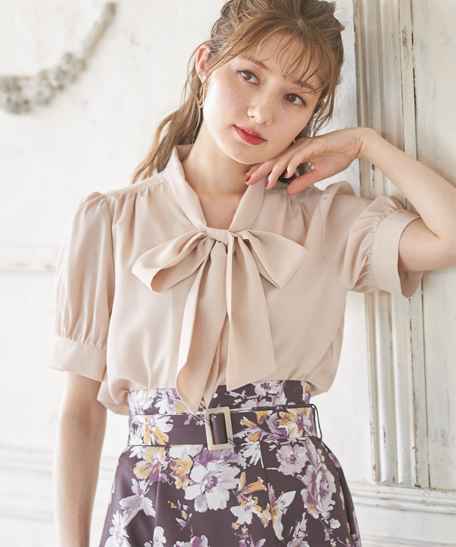 トッコクローゼット tocco closet ボウタイりぼん半袖ブラウス