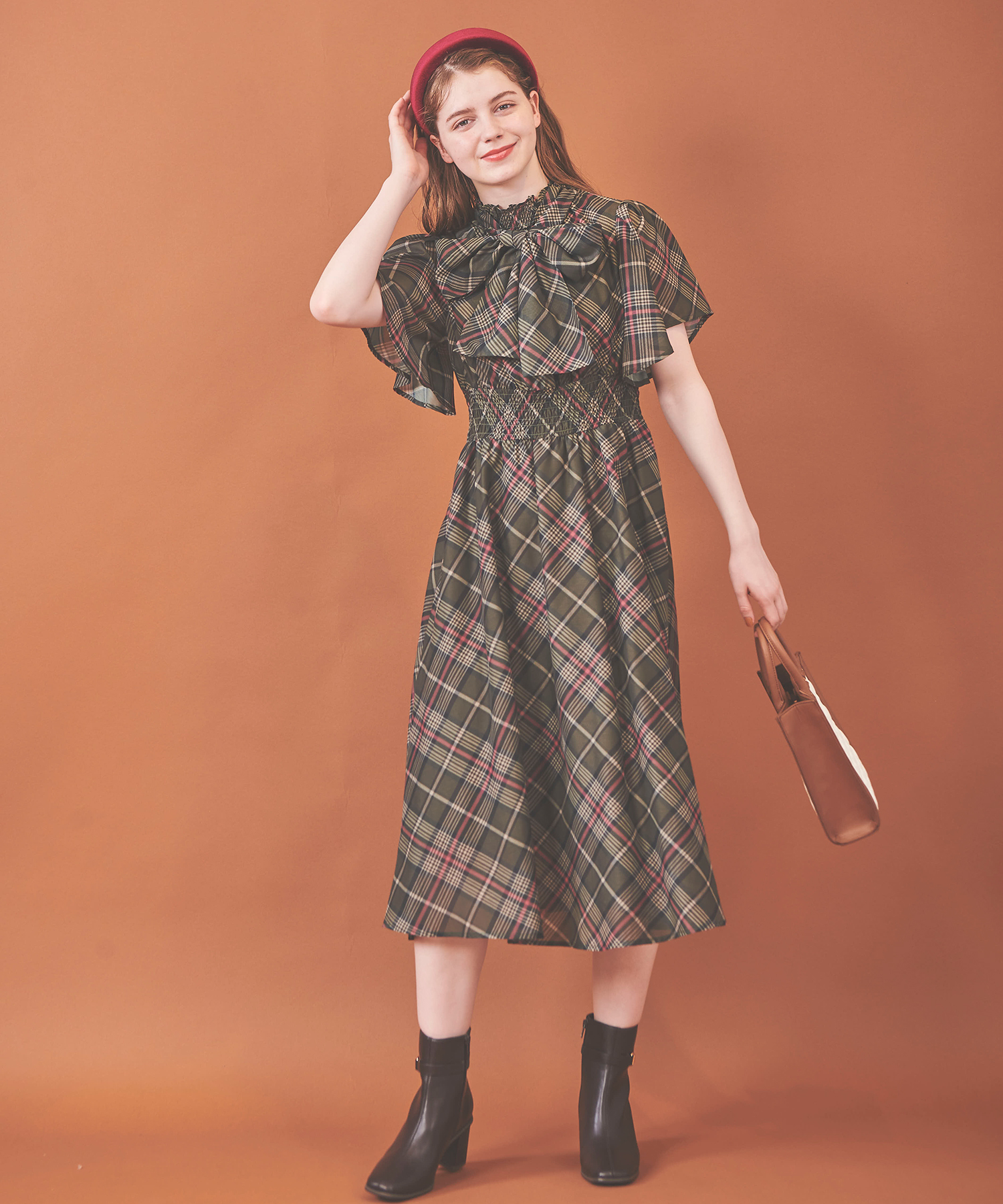 セール 30%OFF】シアーチェックビッグリボンワンピース(504137856