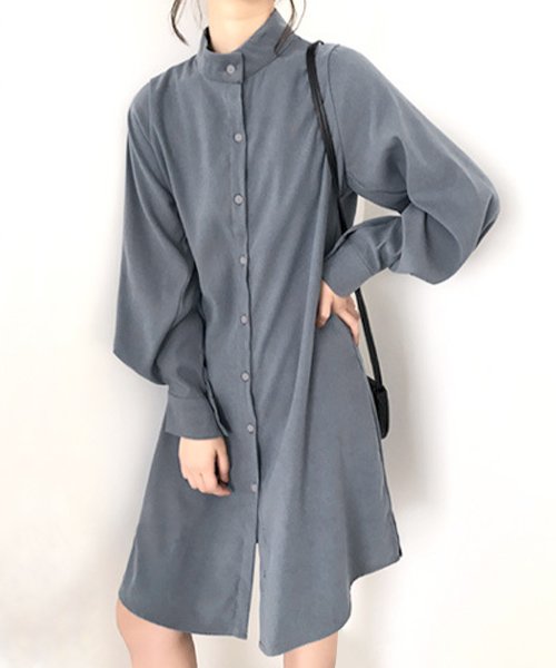 セール77 Off バルーンスリーブシャツワンピース 長袖 無地 きれいめ 大人 レディース アミュレット Amulet D Fashion