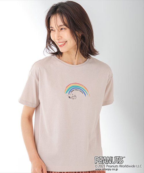 セール 50 Off スヌーピー レインボープリント コラボtシャツ プチ オンフルール Petit Honfleur D Fashion