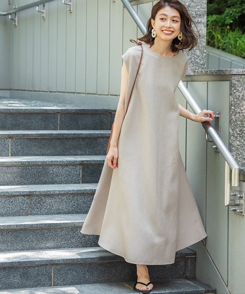 セール リネンライクノースリーブ Aラインワンピース コカ Coca D Fashion