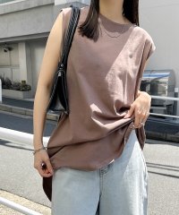アンドミー andme コットン天竺ノースリーブカットソー トップス