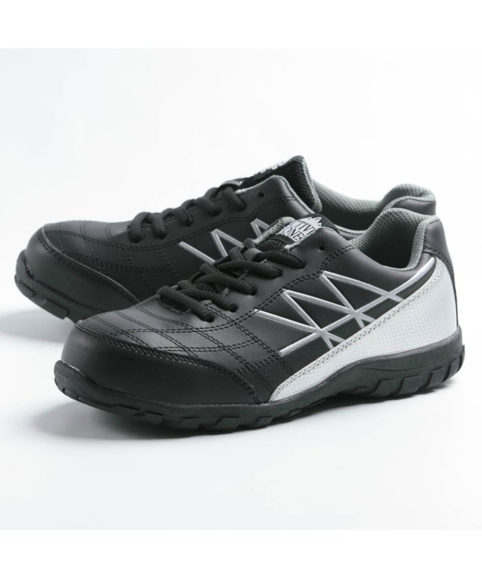 （FOOT PLACE/フットプレイス）メンズ 安全靴 安全スニーカー ローカット スニーカー セーフティースニーカー マジックテープ ベルクロ 銅芯入り 作業靴 幅広 3E FK−15/メンズ ブラック