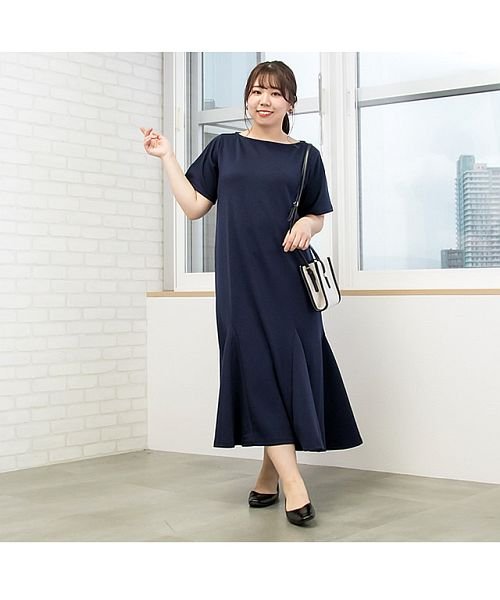 裾フレア半袖ワンピース クレット 大きいサイズ Clette D Fashion 裾フレア半袖ワンピース クレット 大きいサイズ Clette D Fashion