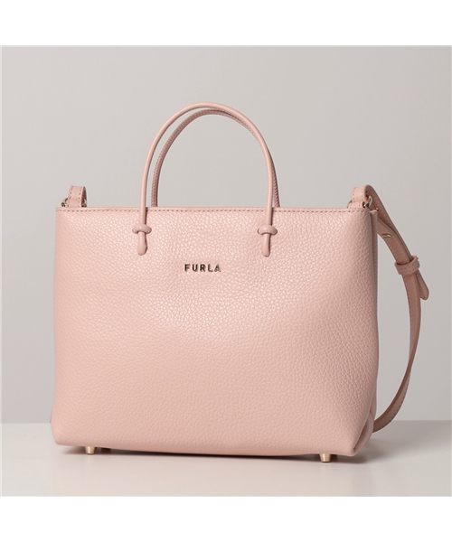 FURLA フルラ ハンドバッグ ブラック レザー ブランドゴプレートロゴ