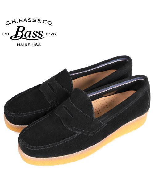 G H Bass ジーエイチバス ローファー メンズ ローガン スエード Weejun Crepe Logan Suede ブラック 黒 Bak 50 ジーエイチバス G H Bass D Fashion