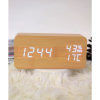 ninon/フロージュ florge 【置き時計】多機能LEDウッドクロック【返品不可商品】/504156970