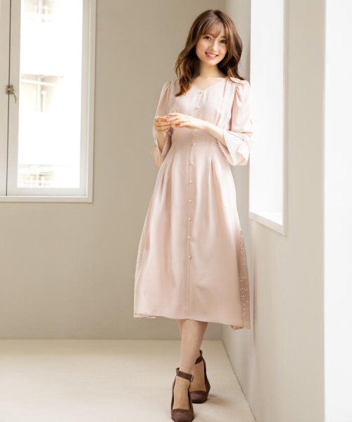 クーポン 袖プリーツ脇レースワンピース ミッシュマッシュ Misch Masch D Fashion クーポン 袖プリーツ脇レースワンピース ミッシュマッシュ Misch Masch D Fashion