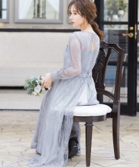 niana/結婚式 ワンピース パーティードレス 2way バックリボン 無地 ロング 総レース 透け感 ウエストゴム 長袖 袖あり オケージョン 1.5次会 春 夏 秋 /504165193