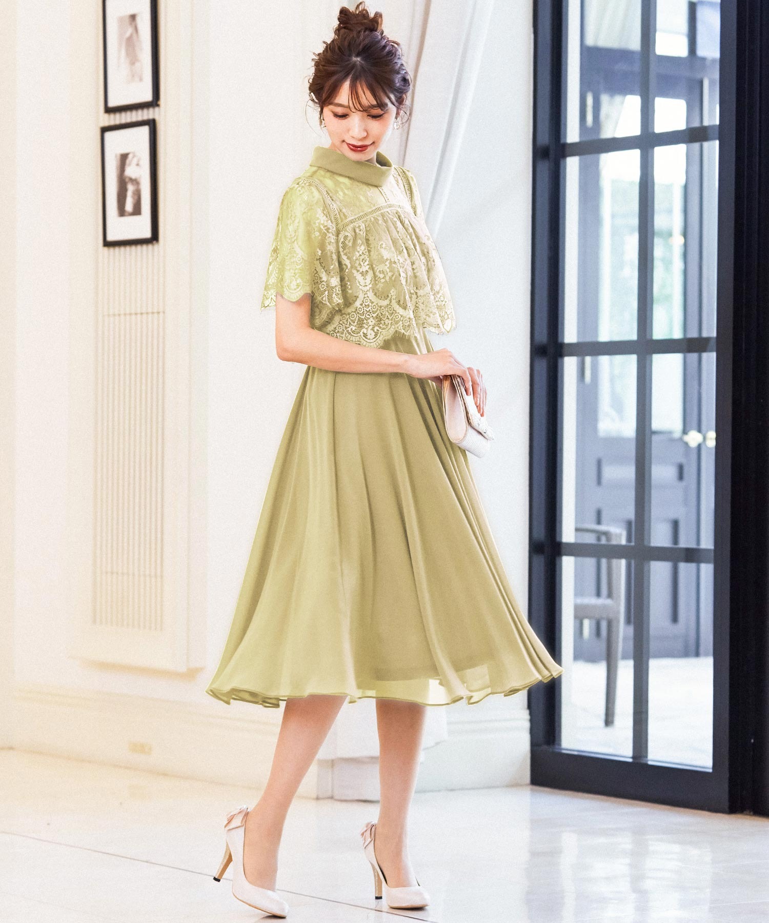 ニアナ niana レース切り替えロング 結婚式ワンピース