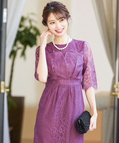 クーポン】ニアナ niana 花柄総レース 結婚式ワンピース パーティー 