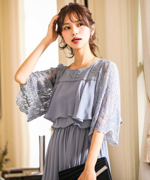 パーティードレス レース チュール 袖コンシャス マタニティ 授乳口付き お宮参り 授乳 七五三 ママ 母親ウエストゴム大きいサイズ結婚式 ワンピース パーティ ニアナ Niana D Fashion