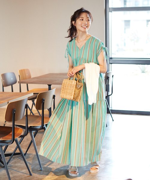 セール ティアードマルチストライプワンピース ノーリーズ Nolley S D Fashion