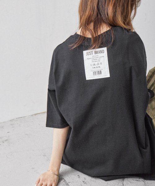 バックプリント バックタグ ビッグシルエット Tシャツ レディース カットソー プルオーバー トップス レディース 大きいサイズ オーバーサイズ ゆったり 半袖(504165324) ファッションレター(Fashion Letter) d fashion レディース トップス タグ付き