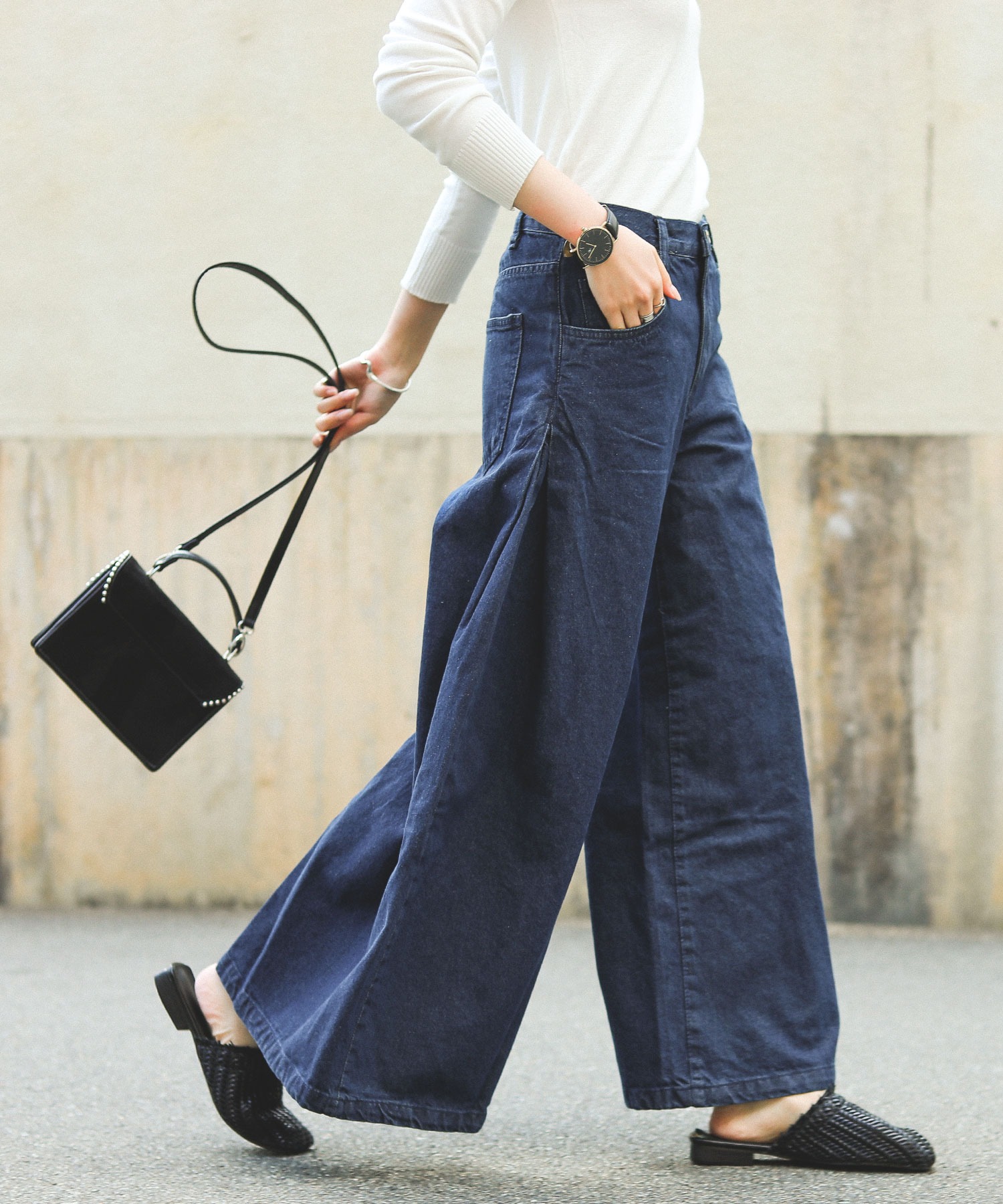 新品ワイドレッグデニムパンツ バギーパンツストリートファッション ラグスタイル LUXSTYLE ケミカルウォッシュワイドバギーデニム