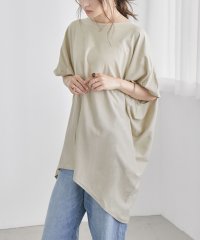 Fashion Letter/見る角度によってシルエットが変わるアシンメトリー裾ビッグTシャツ カットソー レディース トップス 半袖 袖なし アシンメトリー 変形 イレヘム ゆったり ラク/504165367