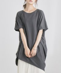 Fashion Letter/見る角度によってシルエットが変わるアシンメトリー裾ビッグTシャツ カットソー レディース トップス 半袖 袖なし アシンメトリー 変形 イレヘム ゆったり ラク/504165367