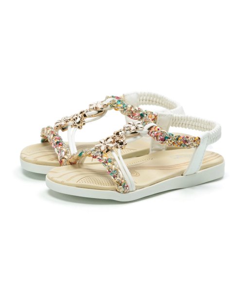 セール 30 Off キッズ ジュニア サンダル 女の子 ビジュー かわいい フラットサンダル リゾートサンダル Tk フットプレイス Foot Place D Fashion