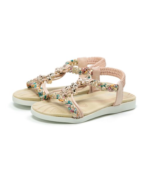 セール50 Off キッズ ジュニア サンダル 女の子 ビジュー かわいい フラットサンダル リゾートサンダル Tk フットプレイス Foot Place D Fashion