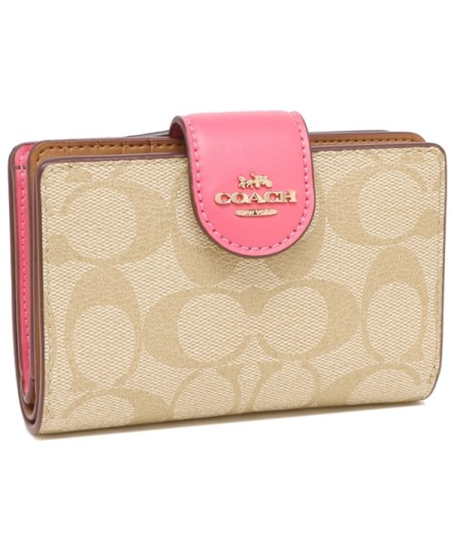 コーチ アウトレット 二つ折り財布 シグネチャー ベージュ ピンク レディース Coach C00 Imsq1 コーチ Coach D Fashion コーチ アウトレット 二つ折り財布 シグネチャー ベージュ ピンク レディース Coach C00 Imsq1 コーチ Coach D Fashion
