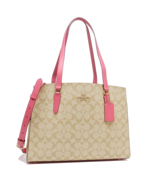 セール 52 Off コーチ アウトレット トートバッグ ショルダーバッグ シグネチャー ベージュ ピンク レディース Coach C4075 Imsq1 コーチ Coach D Fashion