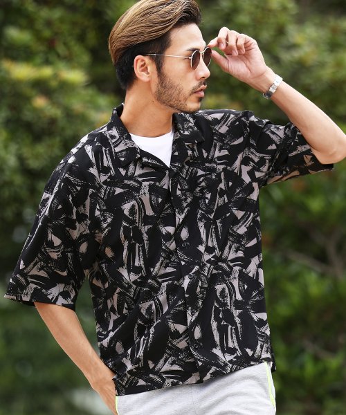 総柄5分袖シャツ 5分袖 半袖 Tシャツ メンズ 五分袖 カットソー 総柄 ストライプ トップス ジギーズショップ Jiggys Shop D Fashion