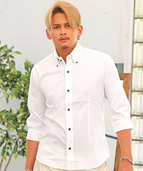 セール15 Off 日本製ボタンダウン七分袖シャツ 7分袖シャツ メンズ ボタンダウン 無地 日本製 ラグスタイル Luxstyle D Fashion