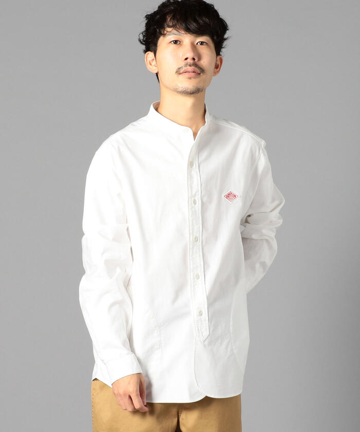 DANTON◆バンドカラーオックスシャツ/38/コットン/WHT/無地/JD-3606 DANTON/ダントン】バンドカラーオックスシャツ#JD－3606