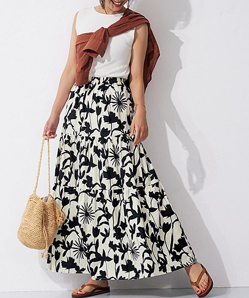セール 26%OFF】【モノトーン花柄】ティアードスカート(504151985) | コカ(coca) - d fashion