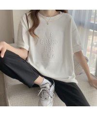立体ロゴtシャツ 韓国チュニックロンT