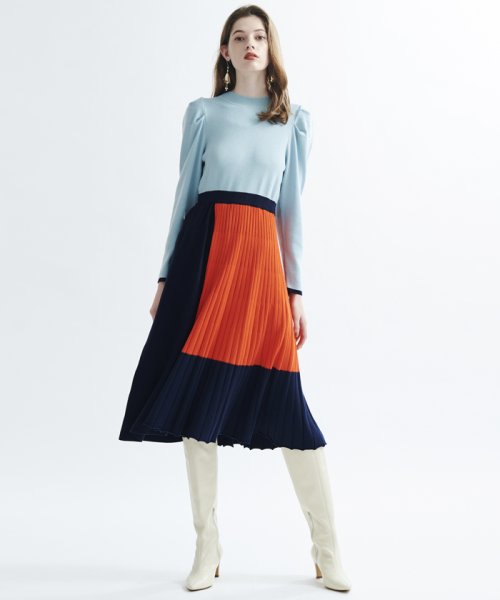 タックショルダーカラーブロックニットワンピース ランバンオンブルー Lanvin En Bleu D Fashion
