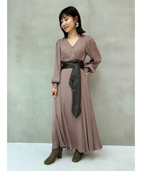 レザーベルテッドカシュクールワンピース フレイ アイディー Fray I D D Fashion レザーベルテッドカシュクールワンピース フレイ アイディー Fray I D D Fashion