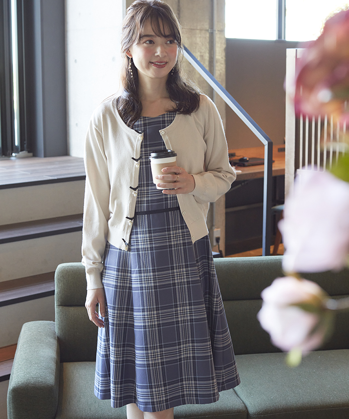 ANAYI（アナイ）の「タータンチェックスタンドネック ワンピース
