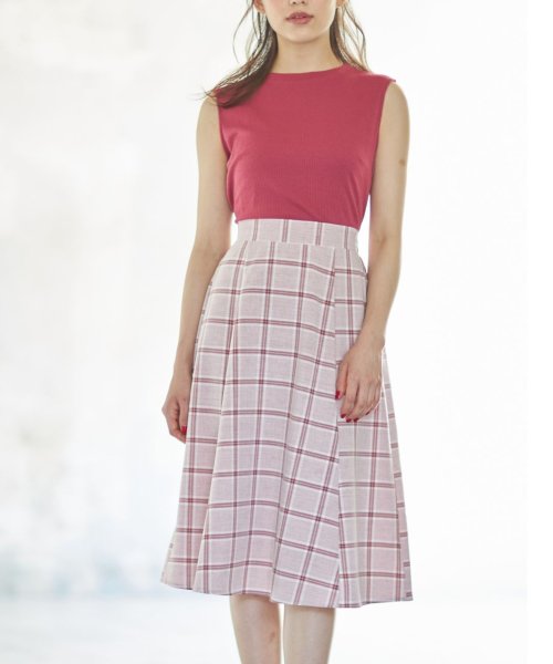 ウエストりぼん付きリブカットソー チェックドッキングワンピース トッコクローゼット Tocco Closet D Fashion